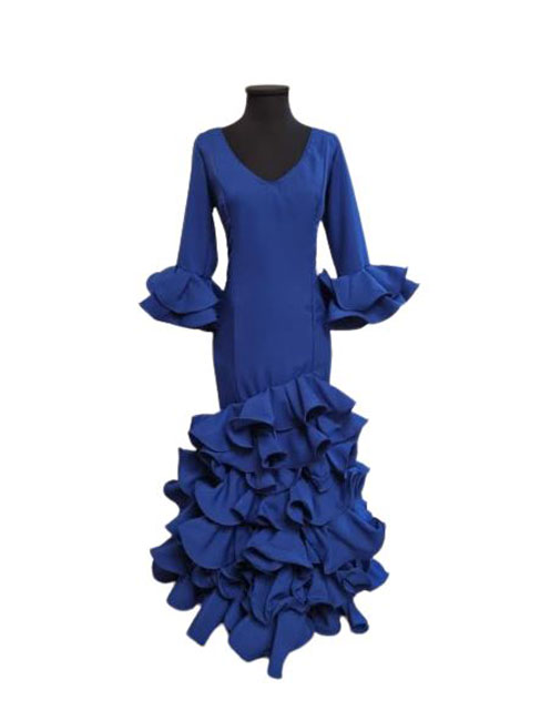 Taille 42. Robe de Flamenca Unie et Economic Bleu Indigo. Ana